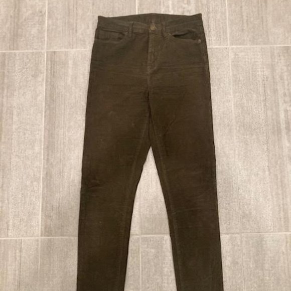 Olive green corduroy straight leg pants, size 26 - Picture 1 of 4